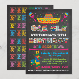 Chalkboard Mexican Fiesta Födelsedagsfest Inbjudningar