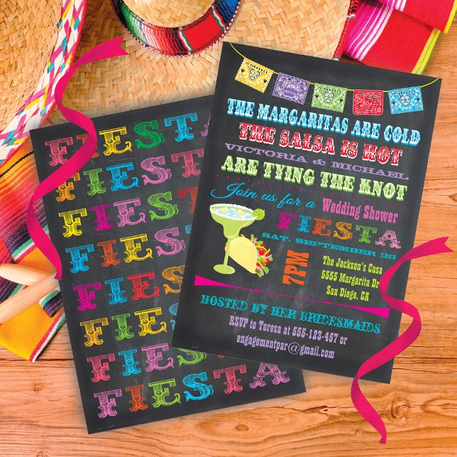 Chalkboard Mexican Fiesta Möhippa Inbjudningar (Skapare uppladdad)