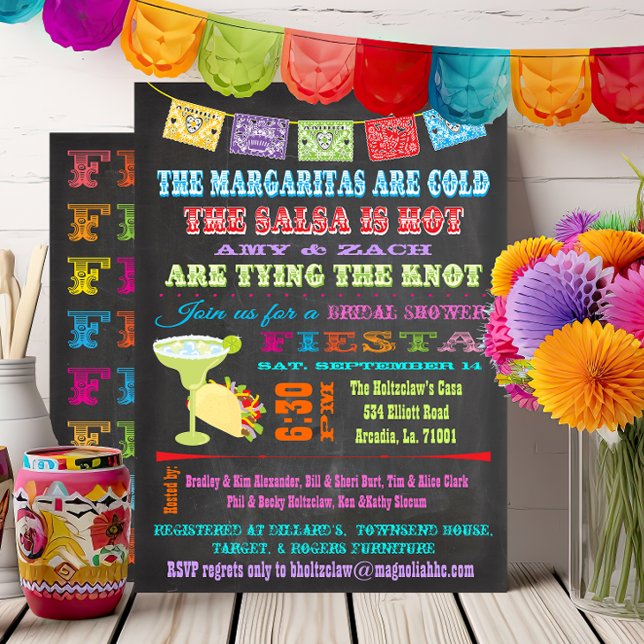 Chalkboard Mexican Fiesta Möhippa Inbjudningar (Skapare uppladdad)