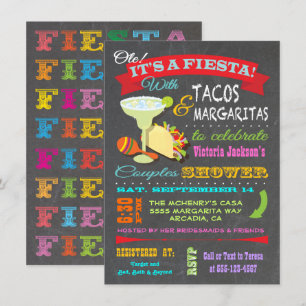 Chalkboard Mexican Fiesta Par Shower Inbjudningar