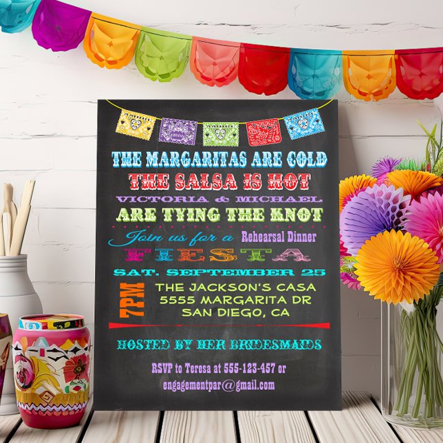 Chalkboard Mexican Fiesta Rehearsal Dinner Inbjudningar (Skapare uppladdad)