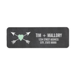 Chalkboard Mint Heart + Pil | BRÖLLOPSETIKETTER Returadress Etikett