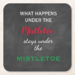 Chalkboard Mistletoe Helgdag Underlägg Papper Kvadrat<br><div class="desc">Den här lekande och festliga underlägg accentueras med det söta ordspråket What Happens under Mistletoe Stays under Mistletoe på en kritersbakgrund,  skapar det som ett trendig tillbehör till din julfest. Denna underlägg ingår i Helgdag Chalkboard Mistletoe.</div>