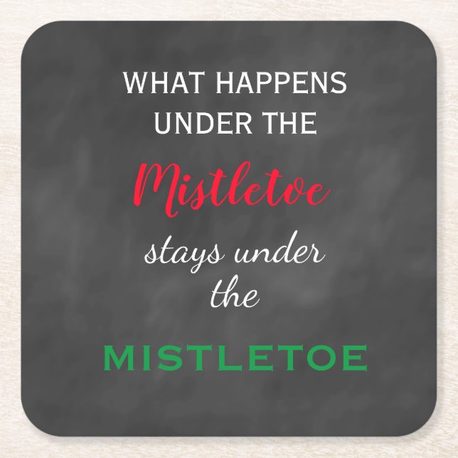 Chalkboard Mistletoe Helgdag Underlägg Papper Kvadrat (Framsidan)