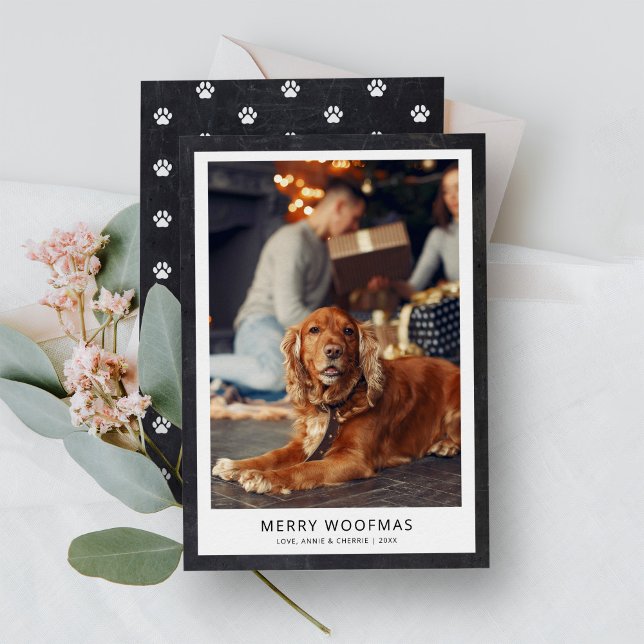 Chalkboard Modern Minimal Merry Woofmas Julkort (Skapare uppladdad)