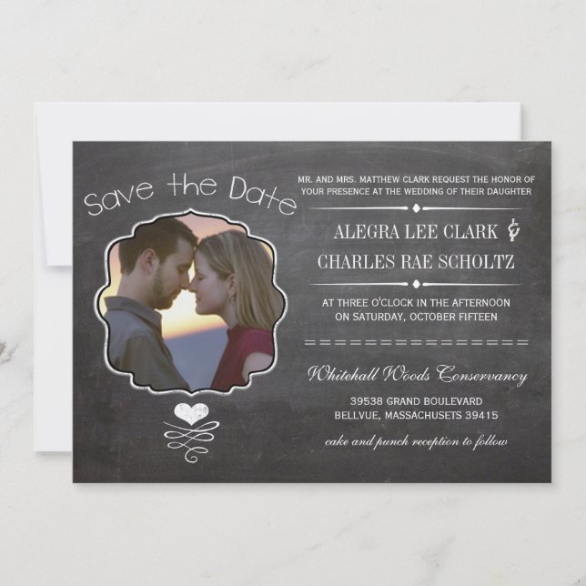 Chalkboard Modern Vintage Typography Inbjudningar (Framsida)