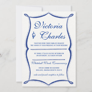 Chalkboard Modern Vintage Typography-Royalet Blue Inbjudningar