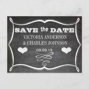 Chalkboard Modern Vintage Typography Save the Date Meddelande Vykort