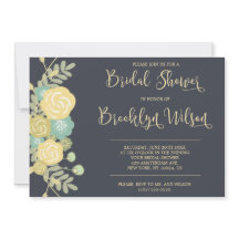 Chalkboard Möhippa Inbjudningskort Gula blommor