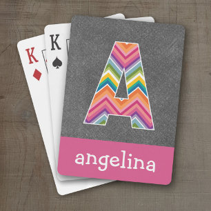 Chalkboard Monogram Brev A med Bright Chevrons Kortlek