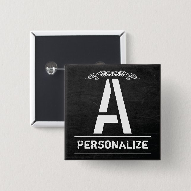 Chalkboard Monogram Brev Knapp (Framsida & baksida)