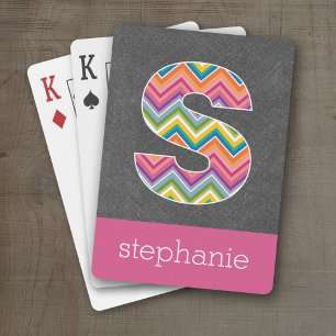 Chalkboard Monogram Brev S med Bright Chevrons Kortlek