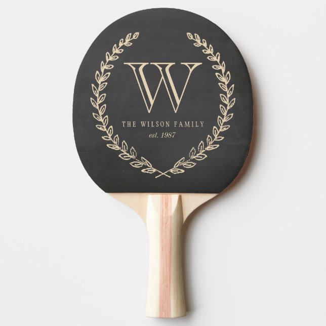 Chalkboard Monogram Pingisracket (Framsidan)
