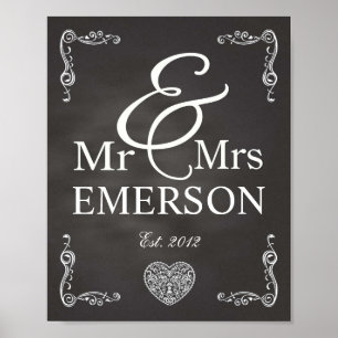 Chalkboard - Mr & Mrs. Poster