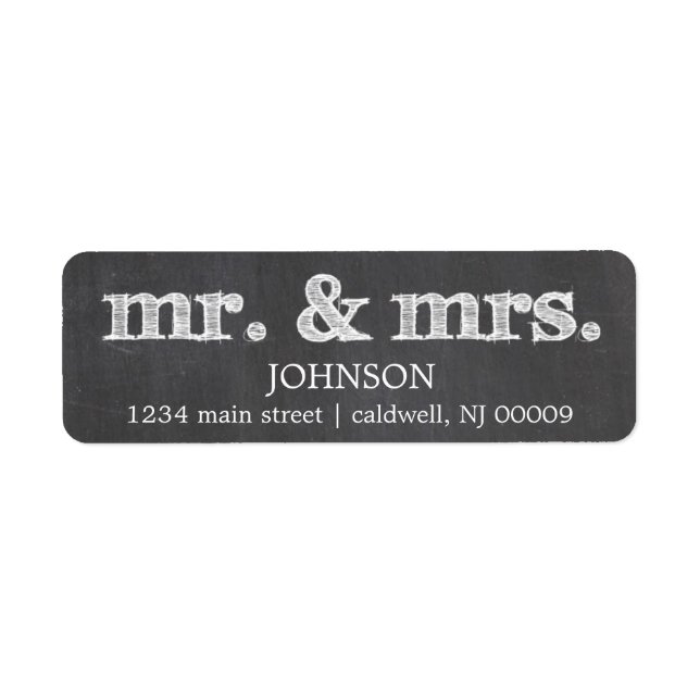 Chalkboard & Mrs Returetiketters Returadress Etikett (Framsidan)
