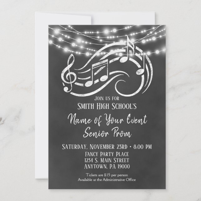 Chalkboard Music Senior Prom-inbjudan Inbjudningar (Framsida)