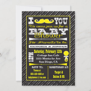 Chalkboard Mustache Baby Shower Party Party-inbjud Inbjudningar
