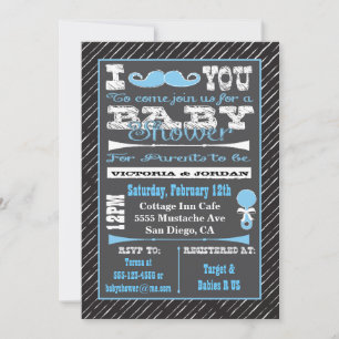 Chalkboard Mustache Boy Shower-inbjudningar Inbjudningar