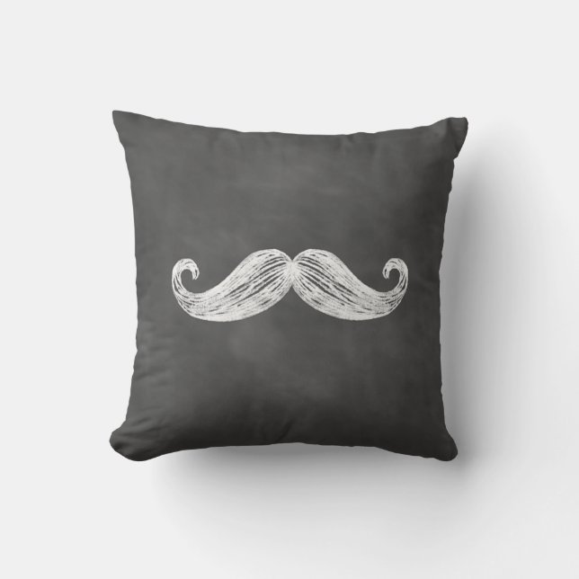 Chalkboard Mustache utomhus Pillow Kudde (Framsida)