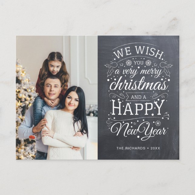 Chalkboard Mycket God jul Photo Helgdag Vykort (Framsida)