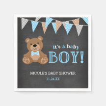 Chalkboard Nalle Boy Baby Shower