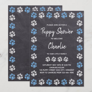 Chalkboard New Pet Hund Puppy Shower Inbjudningar