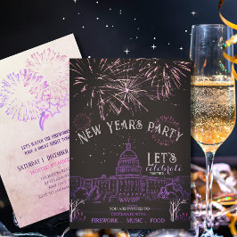 Chalkboard New Year's Party Invitation | Purple  Inbjudningar