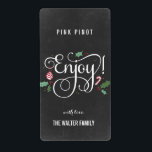 Chalkboard Njut av etiketterna Vin Flaska vid jul Fraktsedel<br><div class="desc">Dessa snyggtar kan användas för att klä vin flaskor eller andra mat-/dryckesbehållare som du själv väljer! Besök vår webbplats på www.berryberrysweet.com om du vill ha fler designalternativ.</div>