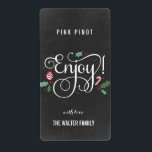 Chalkboard Njut av etiketterna Vin Flaska vid jul Fraktsedel<br><div class="desc">Dessa snyggtar kan användas för att klä vin flaskor eller andra mat-/dryckesbehållare som du själv väljer! Besök vår webbplats på www.berryberrysweet.com om du vill ha fler designalternativ.</div>