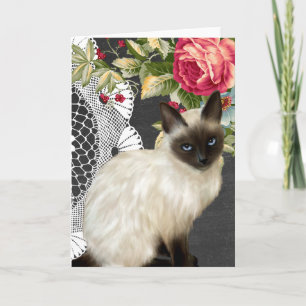 Chalkboard Notecard med målat siamesiskt katt Kort