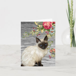 Chalkboard Notecard med målat siamesiskt katt Kort