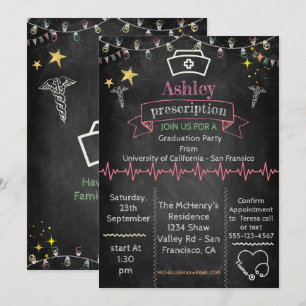 Chalkboard Nurse Studenten Inbjudningar