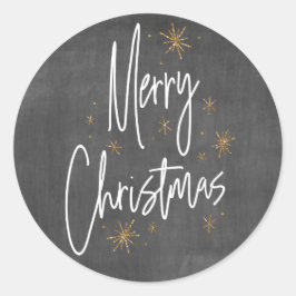 Chalkboard och Faux Guld Glitter God jul Runt Klistermärke