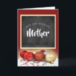 Chalkboard och prydnadsföremål i god jul Mor Helgkort<br><div class="desc">Ett vackert kort med ett speciellt budskap till mor denna julsäsong,  med ett trendig chalkboard-motiv.</div>