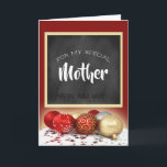 Chalkboard och prydnadsföremål i god jul Mor Helgkort<br><div class="desc">Ett vackert kort med ett speciellt budskap till mor denna julsäsong,  med ett trendig chalkboard-motiv.</div>