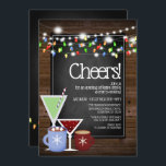 Chalkboard och Wood jul Cocktail Party Inbjudningar<br><div class="desc">Roligt och tema för tema för dessa vackra julfestinbjudningar</div>