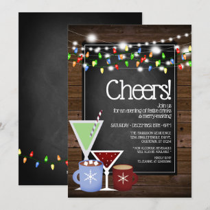 Chalkboard och Wood jul Cocktail Party Inbjudningar