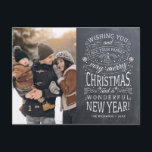 Chalkboard önskar dig mycket God jul Photo Vykort<br><div class="desc">Typografidrivna foto-helgdagskort med ord: "Önskar dig och hela din familj ett mycket god jul och ett underbart nytt år".</div>