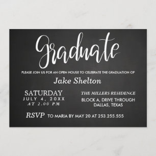 Chalkboard Open House Studenten Handskriven Inbjudningar