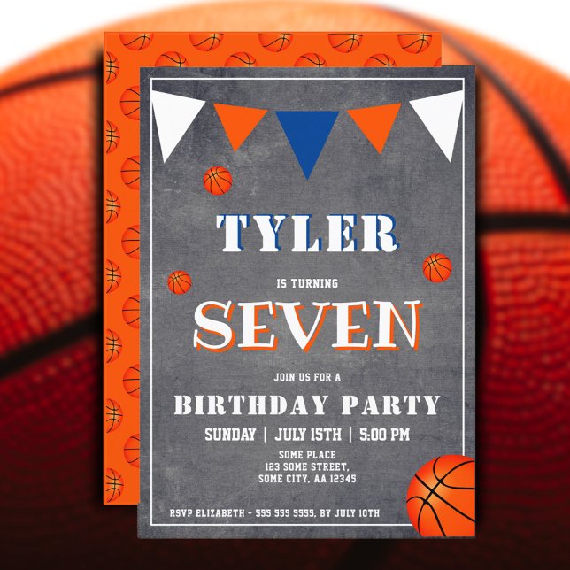 Chalkboard Orange Basketball Birthday Inbjudningar (Skapare uppladdad)