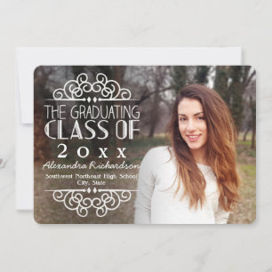 Chalkboard Overlay High School Photo Studenten Inbjudningar