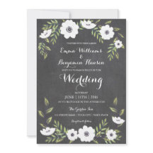 Chalkboard Paded Anemones - bröllopsinbjudan
