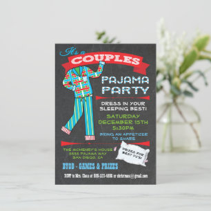 Chalkboard Par Pajama-partiets inbjudningar