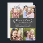 Chalkboard Peace and Kärlek Helgdag Photo Card Julkort<br><div class="desc">Chalkboard Peace and Kärlek Helgdag Photo Card by Orabella Prints.  Det här fyra fotokortet har en elegant lagerdesign på framsidan och baksidan,  och helgdag kan anpassas.  Vänligen notera: Bilder i denna utformning är endast avsedd för innehavare av ställe.  Ersätt dem med egna foton innan du köper dem.</div>