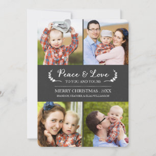 Chalkboard Peace and Kärlek Helgdag Photo Card Julkort