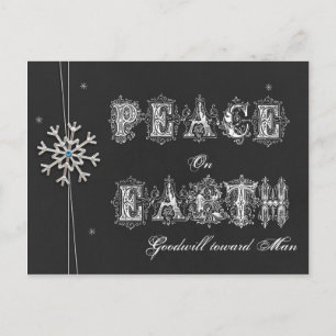 Chalkboard Peace on Earth Goodwill mot Man Snö Helg Vykort