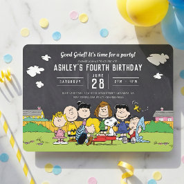 Chalkboard Peanuts Charlie Brown och Gang Birthday Inbjudningar