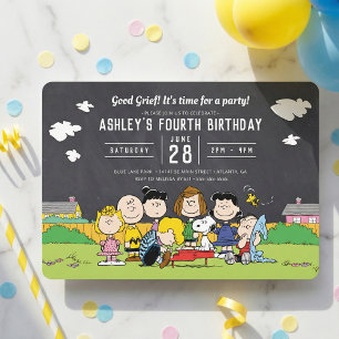 Chalkboard Peanuts Charlie Brown och Gang Birthday Inbjudningar