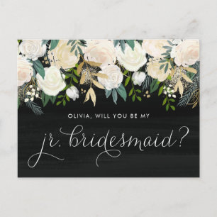Chalkboard Peonies blir min Jr Bridesmaid. Inbjudan Vykort