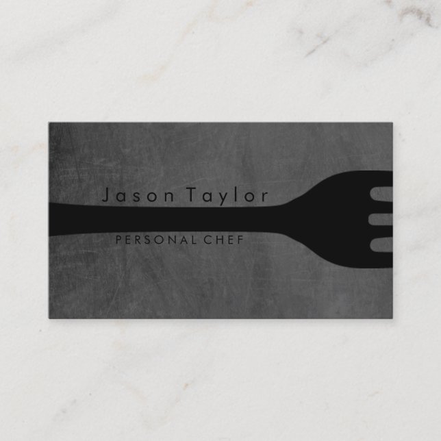 Chalkboard Personal Chef Catering Bakery Fork Visitkort (Framsida)